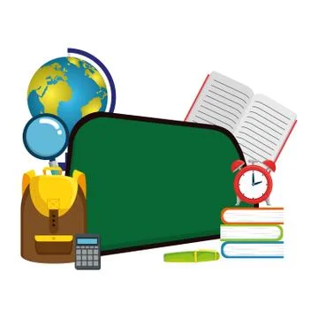 Chalkboard school with education elements Stock Illustration
