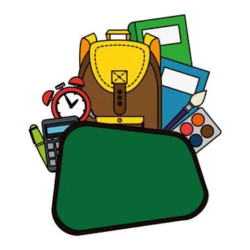 Chalkboard school with education elements Illustrazione stock