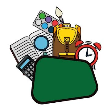 Chalkboard school with education elements Stock Illustration