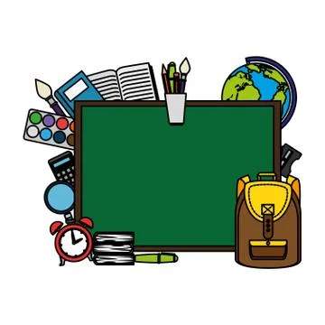Chalkboard school with education elements 스톡 일러스트