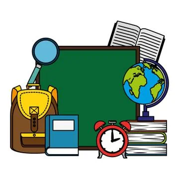 Chalkboard school with education elements Stock Illustration