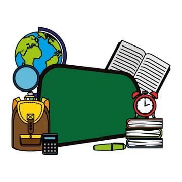 Chalkboard school with education elements Stock Illustration
