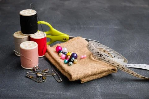 Chalkboard sewing set Stock Photos
