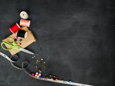Chalkboard sewing set Stock Photos