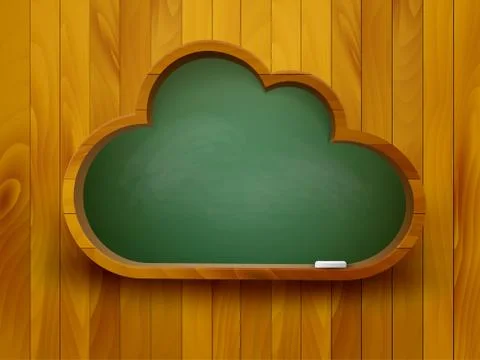 Chalkboard in a shape of a cloud. e-learning concept. vector. Stock Illustration