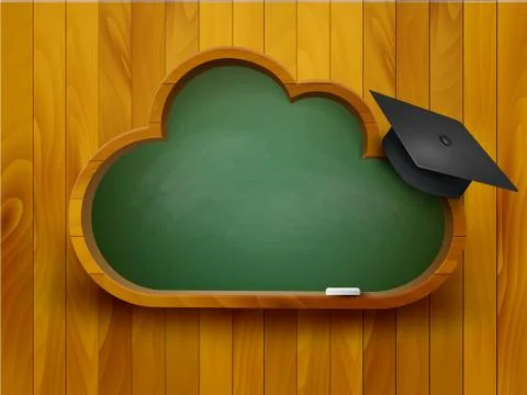 Chalkboard in a shape of a cloud. e-learning concept. vector. Stock Illustration
