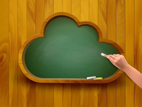 Chalkboard in a shape of a cloud. e-learning concept. vector. 스톡 일러스트