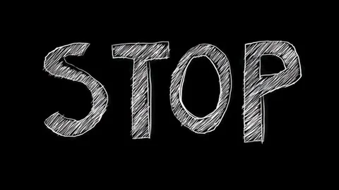 Chalkboard style animated stop text loop in 4k resolution Stock Footage 314964452