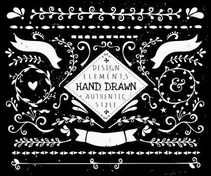 Chalkboard Style Design Elements Collection Stock Illustration