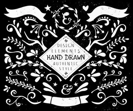 Chalkboard Style Design Elements Collection Stock Illustration