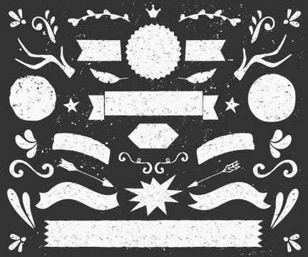 Chalkboard Style Design Elements Collection Stock Illustration