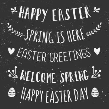 Chalkboard Style Easter Typographic Designs Stock Illustration