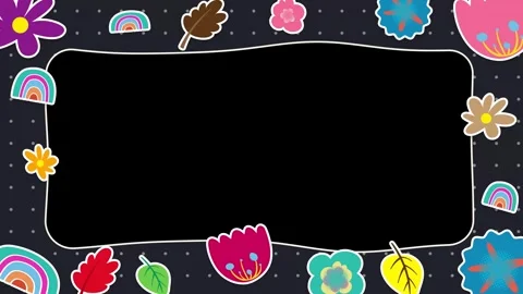 Chalkboard Style Floral Doodle Frame Loop with Copy Space Stock Footage 345705382