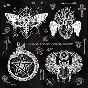 Chalkboard Tattoo Set Stockillustratie