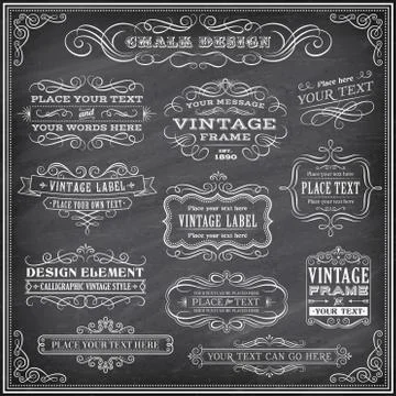 Chalkboard Vector Labels and Banners Stock Illustration