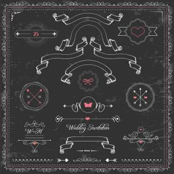 Chalkboard wedding invitation Stock Illustration