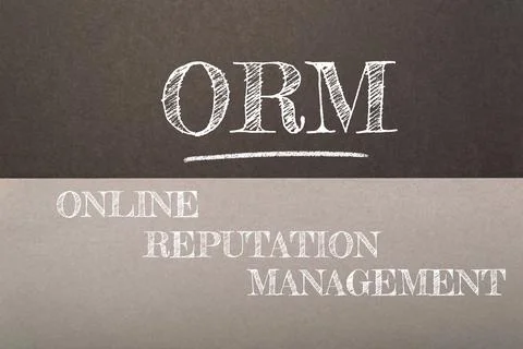 A chalkboard with the word ORM written on it Foto stock