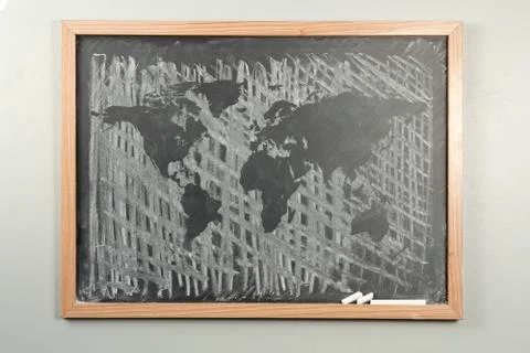Chalkboard World Map Stock Photos