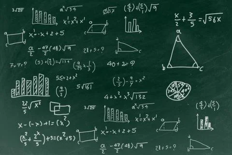 Chalkboard with writing math formula background, back to school education con 스톡 사진