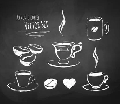 Chalked coffee set Stock Illustration