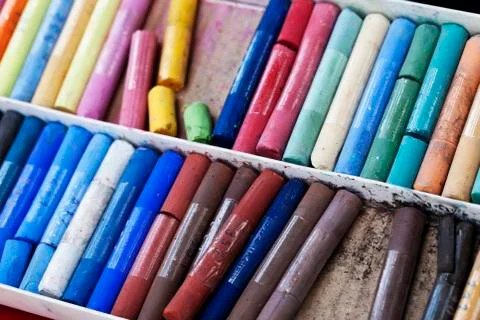 Chalks closeup beautiful background Stock Photos