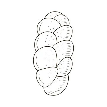Challah braided bread in hand drawn style isolated on white background for Stock Illustration