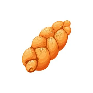 Challah braided bread, plaited loaf cartoon bun Stock Illustration