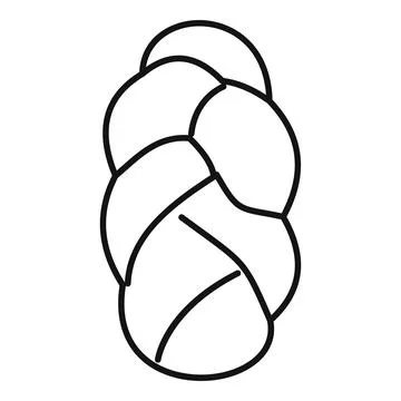 Challah bread braided outline icon representing jewish food Stock Illustration