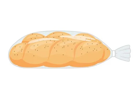 Challah bread in plastic transparent packaging. Pastry braid bread from wheat in Stock Illustration