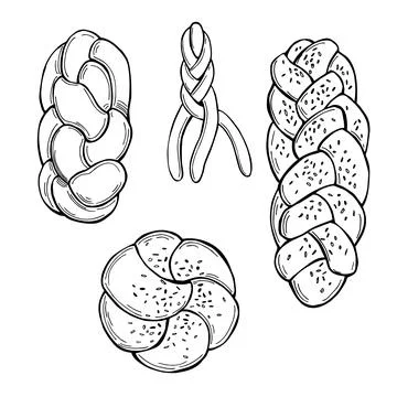 Challah bread. Sketch  illustration. Stock Illustration