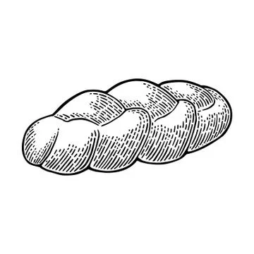 Challah bread.. Vector black hand drawn vintage engraving Stock Illustration
