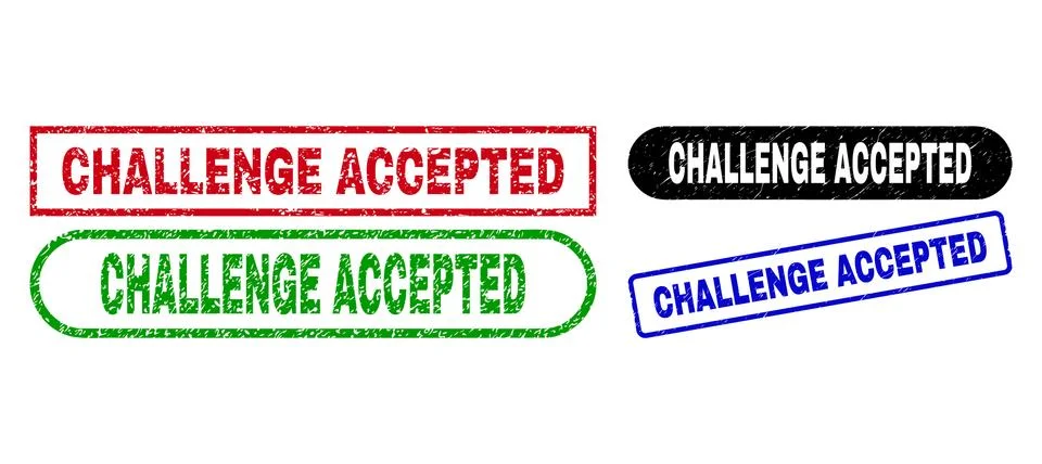 CHALLENGE ACCEPTED Rectangle Watermarks with Unclean Style Stock Illustration