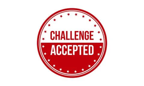Challenge Accepted Rubber Stamp. Red Challenge Accepted Rubber Grunge Stamp.. Stock Illustration