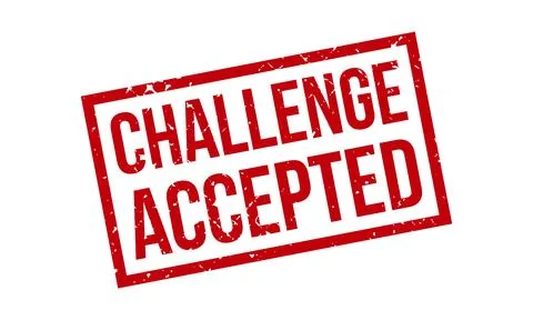 Challenge Accepted Rubber Stamp. Red Challenge Accepted Rubber Grunge Stamp.. Stock Illustration