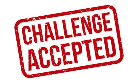 Challenge Accepted Rubber Stamp. Red Challenge Accepted Rubber Grunge Stamp.. Stock Illustration