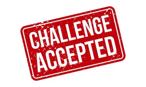 Challenge Accepted Rubber Stamp. Red Challenge Accepted Rubber Grunge Stamp.. Stock Illustration