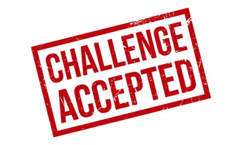 Challenge Accepted Rubber Stamp. Red Challenge Accepted Rubber Grunge Stamp.. Stock Illustration