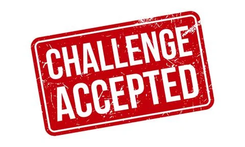Challenge Accepted Rubber Stamp. Red Challenge Accepted Rubber Grunge Stamp.. Stock Illustration