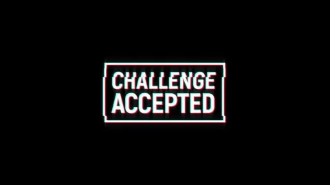 Challenge accepted text glitch screen effect looped animation title video game Stock Footage 313020915
