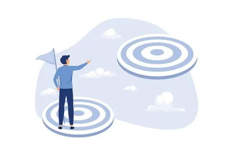 Challenge achievement or higher target, the way forward or next level, bigger Stock-Illustration