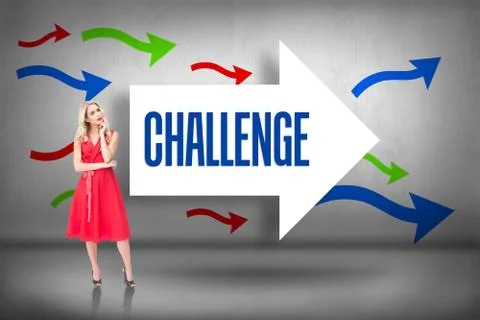 Challenge against arrows pointing Stock Illustration