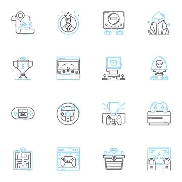 Challenge-based linear icons set. Innovation, Collaboration, Competition イラスト素材