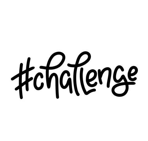 Challenge - black hand written caption with hashtag isolated on white background Stock Illustration