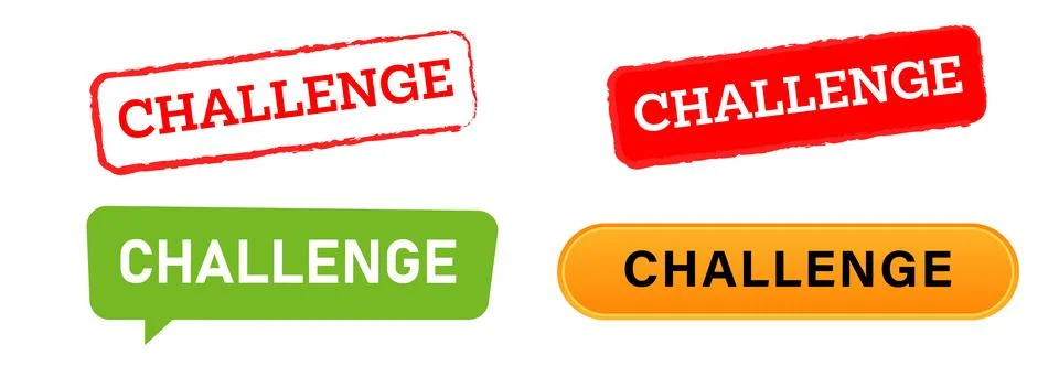 Challenge button speech bubble and stamp label sticker competition opportunit Stock-Illustration