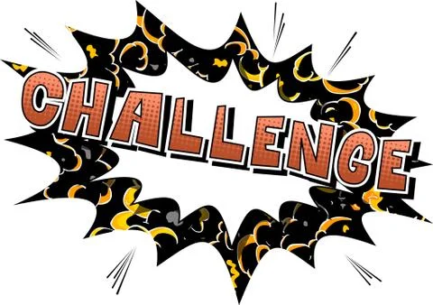 Challenge - Comic book style word on abstract background. Illustrazione stock