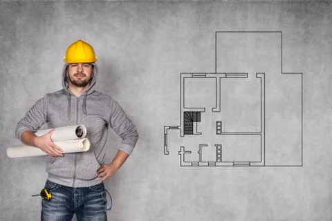 Challenge before construction worker Stock Photos