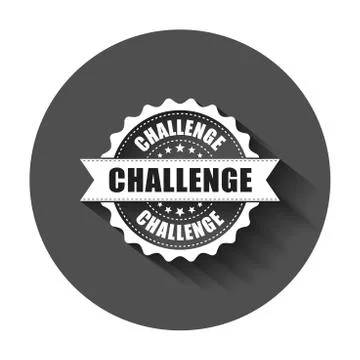 Challenge grunge rubber stamp. Vector illustration with long shadow. Business 스톡 일러스트
