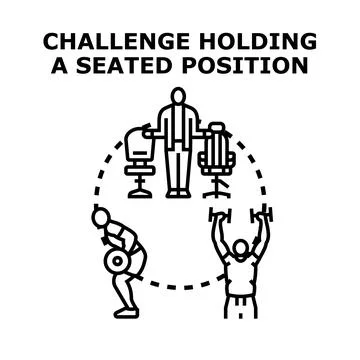 Challenge holding seated position working out exercising Stock Illustration