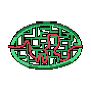 Challenge labyrinth game maze pixel art vector illustration Stockillustratie