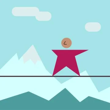 Challenge, man on rope Illustrazione stock